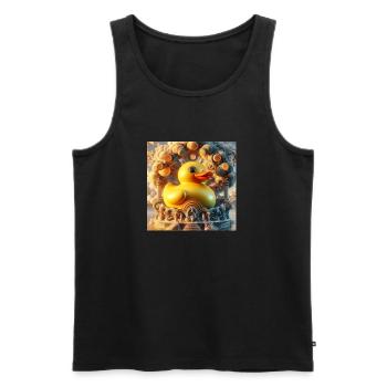Canard en caoutchouc dans l’hyperréalisme de Delulu - Débardeur bio Premium Homme - noir - Devant - AI Model Male 178 light (178cm)