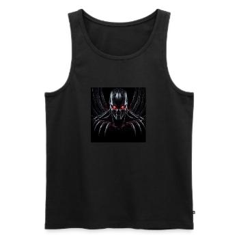 Cyborg avec des griffes et des yeux rouges sur HG foncé - Débardeur bio Premium Homme - noir - Devant - AI Model Male 178 light (178cm)