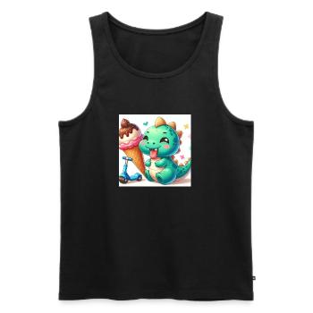 Dino green with cream cone and roller - Men's Premium Organic Tank Top - black - Front - AI Model Male 178 light (178cm)