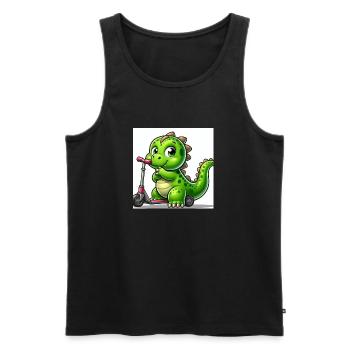 Dino green on a scooter - Men's Premium Organic Tank Top - black - Front - AI Model Male 178 light (178cm)