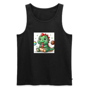 Dino small with muffin and cookie - Men's Premium Organic Tank Top - black - Front - AI Model Male 178 light (178cm)