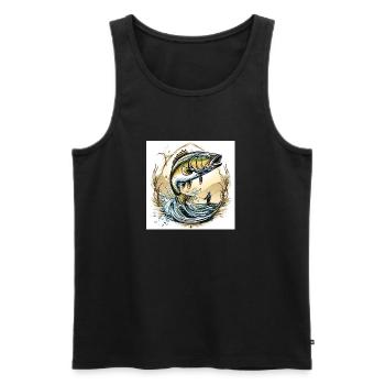 DerAngler - Männer Premium Bio Tank Top - Schwarz - Vorne - Michal (187cm)