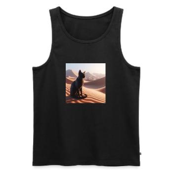 A true cat in a desert 1 - Men's Premium Organic Tank Top - black - Front - AI Model Male 178 light (178cm)