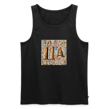 "Greek Letter Fashion: Classic Elegance" - Men's Premium Organic Tank Top - black - Front - AI Model Male 178 light (178cm)