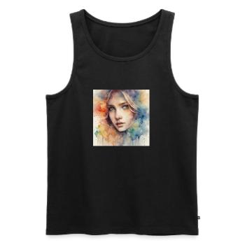 Visages Féminins : Mode Artistique - Débardeur bio Premium Homme - noir - Devant - AI Model Male 178 light (178cm)