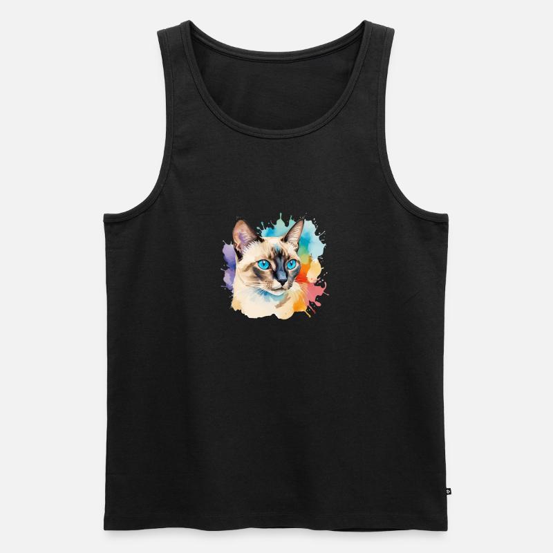 Siamkatze Wasserfarben - Männer Premium Bio Tank Top - Schwarz
