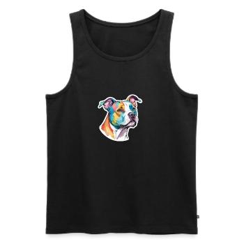 American Staffordshire Terrier Wasserfarben - Männer Premium Bio Tank Top - Schwarz - Vorne - AI Model Male 178 light (178cm)