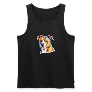 American Staffordshire Terrier Aquarelles - Débardeur bio Premium Homme - noir - Devant - Michal (187cm)