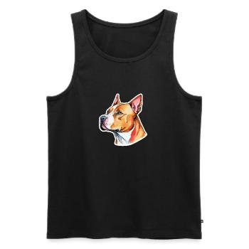 American Staffordshire Terrier Wasserfarben - Männer Premium Bio Tank Top - Schwarz - Vorne - AI Model Male 178 light (178cm)