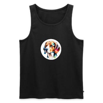 Beagle Wasserfarben - Männer Premium Bio Tank Top - Schwarz - Vorne - AI Model Male 178 light (178cm)