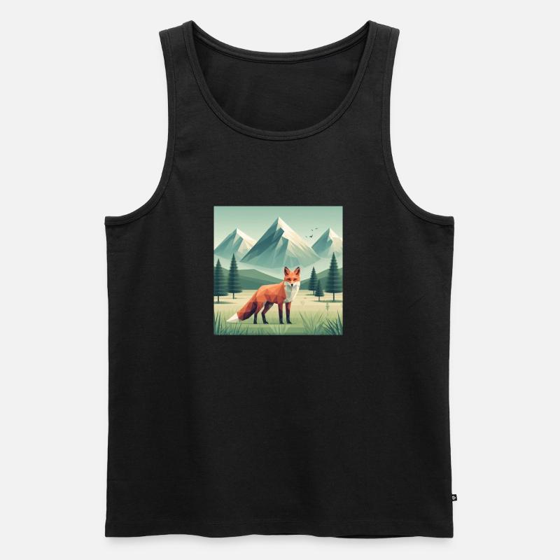 Fuchs mit Bergen - Männer Premium Bio Tank Top - Schwarz