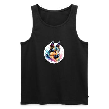 Belgischer Schäferhund Wasserfarben - Männer Premium Bio Tank Top - Schwarz - Vorne - Michal (187cm)