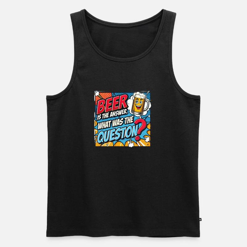 beer Question, Bierfrage - Männer Premium Bio Tank Top - Schwarz