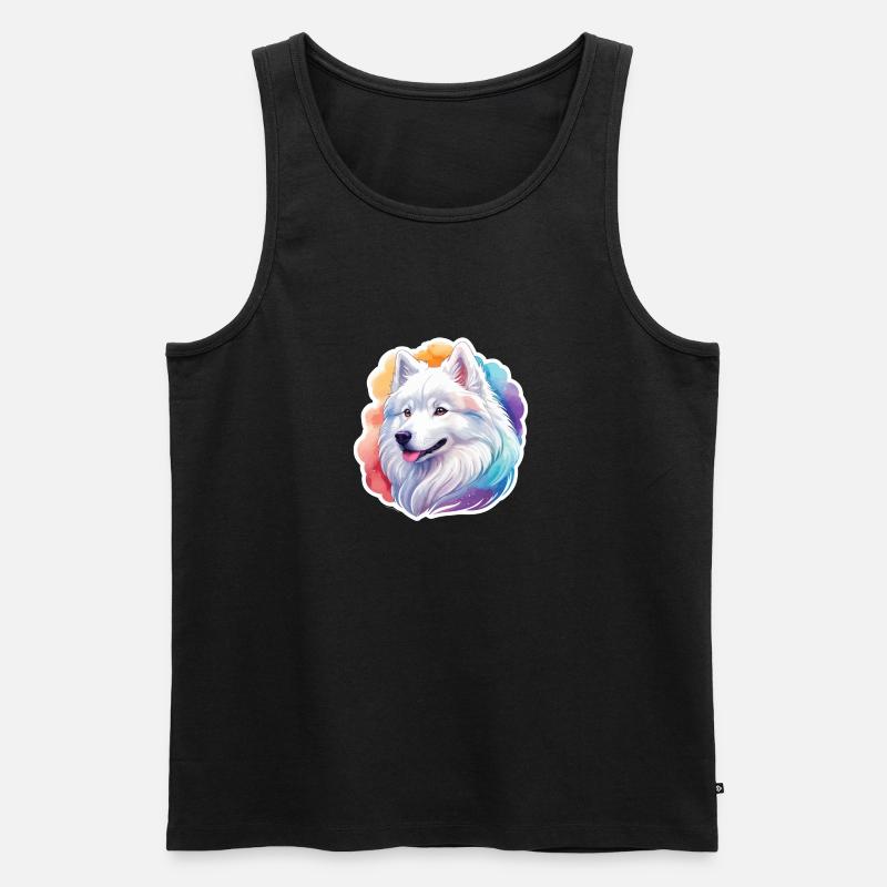 Samojede Wasserfarben - Männer Premium Bio Tank Top - Schwarz