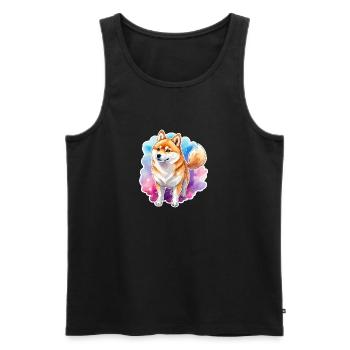Shiba Inu Watercolors - Men's Premium Organic Tank Top - black - Front - Michal (187cm)