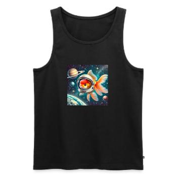 Goldfisch auf dem Weg ins Weltall - Männer Premium Bio Tank Top - Schwarz - Vorne - Michal (187cm)