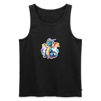 Aquarelles de dragon - Débardeur bio Premium Homme - noir - Devant - Michal (187cm)