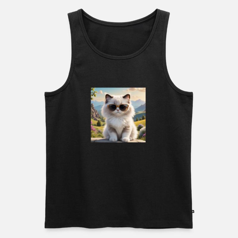 Ragdoll Katze mit Sonnenbrille - Männer Premium Bio Tank Top - Schwarz