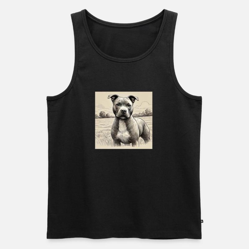 Pitbull TShirt - Männer Premium Bio Tank Top - Schwarz