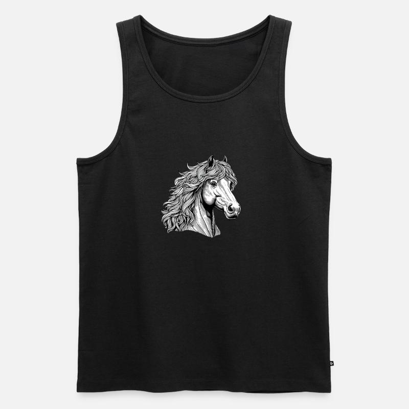 Pferdekopf Stich - Männer Premium Bio Tank Top - Schwarz
