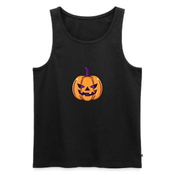 Halloween Kürbis - Männer Premium Bio Tank Top - Schwarz - Vorne - Michal (187cm)