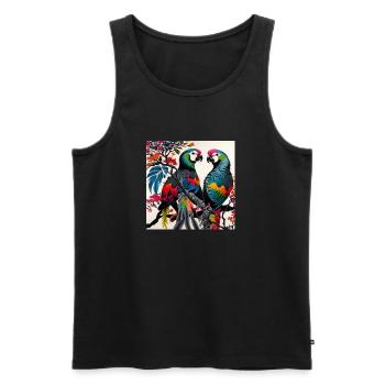 Parrots - Men's Premium Organic Tank Top - black - Front - Michal (187cm)