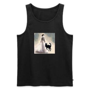 À propos d’un chat qui... - Débardeur bio Premium Homme - noir - Devant - Michal (187cm)
