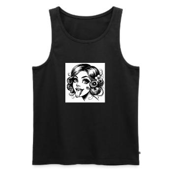 Comtesse qui tire la langue - Débardeur bio Premium Homme - noir - Devant - Michal (187cm)