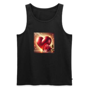 Valentinstag Herz Rose * - Männer Premium Bio Tank Top - Schwarz - Vorne - Michal (187cm)