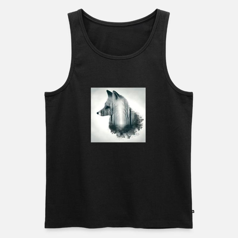 Fuchs Doppelbelichtung Grautöne - Männer Premium Bio Tank Top - Schwarz