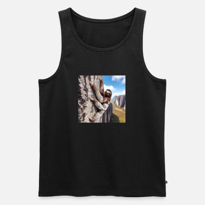 Faultier Wanderer FreeClimber - Männer Premium Bio Tank Top - Schwarz
