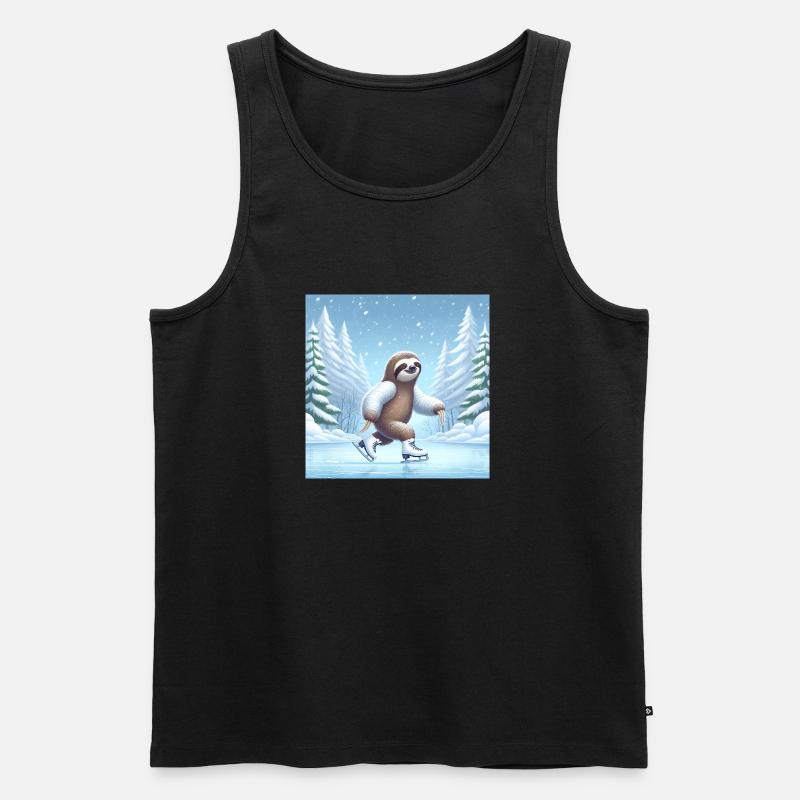 Sloth Wanderer Eislaufen - Männer Premium Bio Tank Top - Schwarz