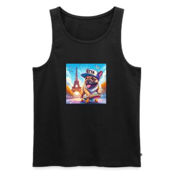 Charly the Bulldog - Men's Premium Organic Tank Top - black - Front - AI Model Male 178 light (178cm)