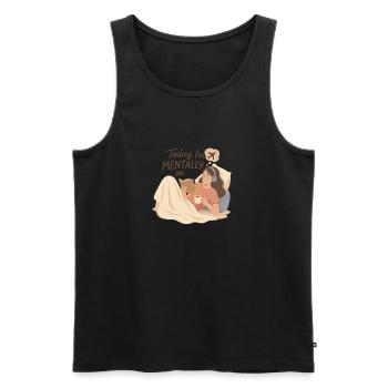 Mentally on Airplane Mode – Cozy Shirt for Introve - Men's Premium Organic Tank Top - black - Front - AI Model Male 178 light (178cm)