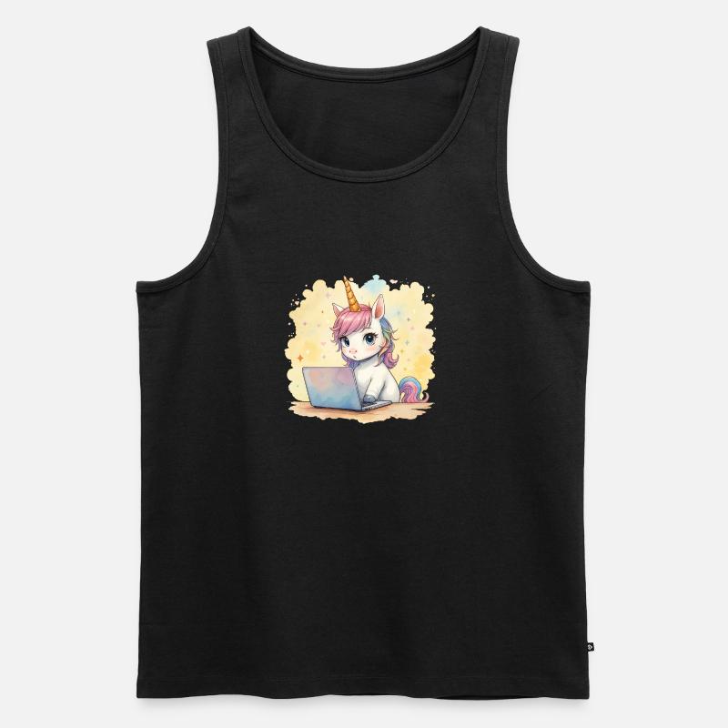 programmierendes Einhorn - Männer Premium Bio Tank Top - Schwarz