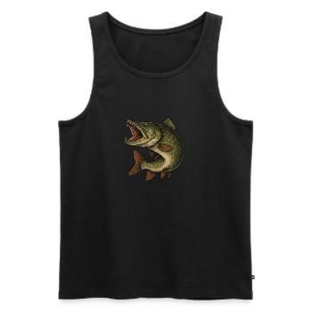 Bissiger Hecht - Männer Premium Bio Tank Top - Schwarz - Vorne - Michal (187cm)