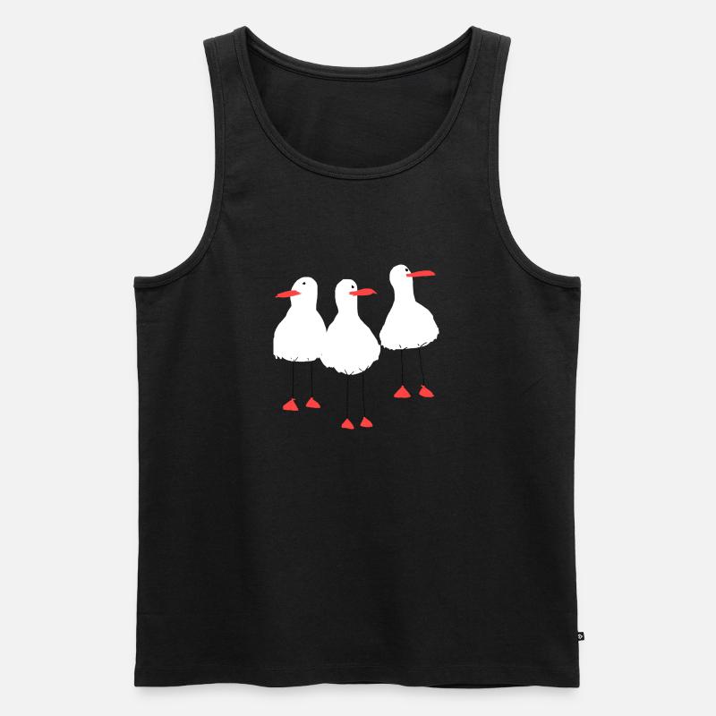 Möwen - Männer Premium Bio Tank Top - Schwarz