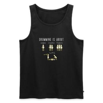 T-shirt de batteur - La batterie, c'est ... - Débardeur bio Premium Homme - noir - Devant - Michal (187cm)