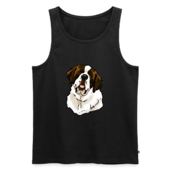 Tête de chien saint Bernard (textiles clairs) - Débardeur bio Premium Homme - noir - Devant - AI Model Male 178 light (178cm)