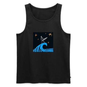 Surfer bei Sternehimmel - Männer Premium Bio Tank Top - Schwarz - Vorne - Michal (187cm)