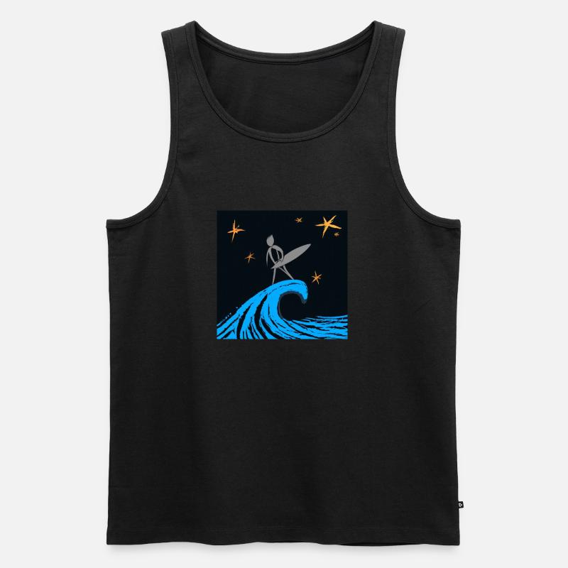 Surfer bei Sternehimmel - Männer Premium Bio Tank Top - Schwarz