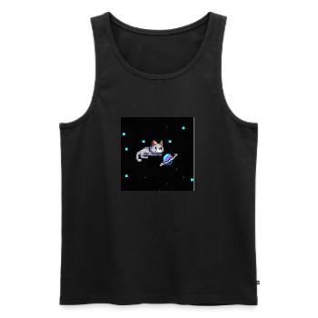 Space Cat - PixelArt - Männer Premium Bio Tank Top - Schwarz - Vorne - AI Model Male 178 light (178cm)