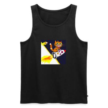 Raketen Katze - Männer Premium Bio Tank Top - Schwarz - Vorne - AI Model Male 178 light (178cm)