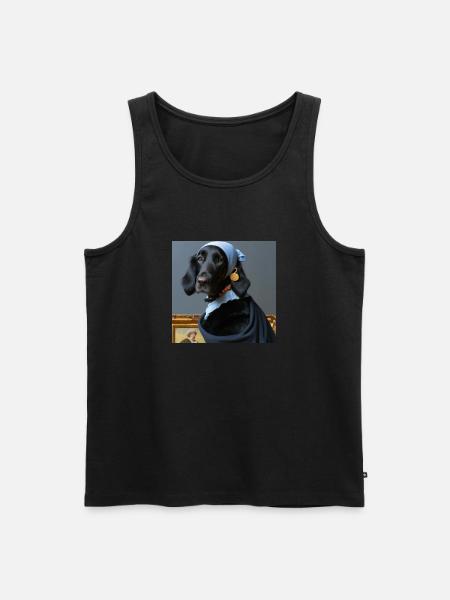 Flat Coated Retriever mit Perlenohrring - Männer Premium Bio Tank Top - Schwarz