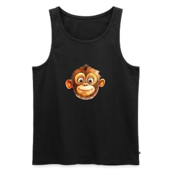 Dessin de singe Aquarelle - Débardeur bio Premium Homme - noir - Devant - Michal (187cm)