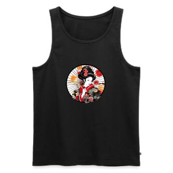 Geisha Japan Drawing - Men's Premium Organic Tank Top - black - Front - Michal (187cm)