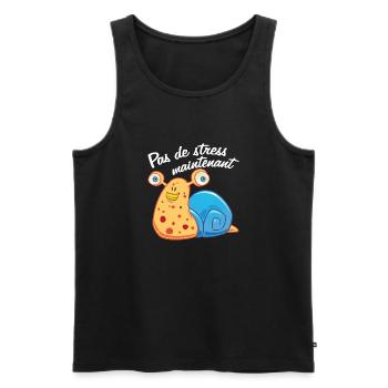 Pas de stress, un escargot qui dort. - Débardeur bio Premium Homme - noir - Devant - AI Model Male 178 light (178cm)