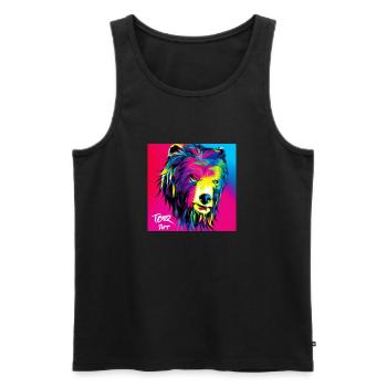 L’ours rose - Animal Portrait Pop Art Style v3 - Débardeur bio Premium Homme - noir - Devant - AI Model Male 178 light (178cm)