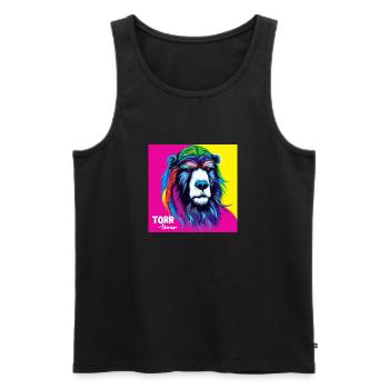 L’ours rose jaune - Animal Portrait Pop Art Style - Débardeur bio Premium Homme - noir - Devant - AI Model Male 178 light (178cm)