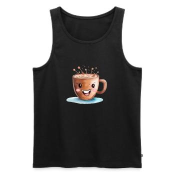 Dessin à l’aquarelle de cacao - Débardeur bio Premium Homme - noir - Devant - Michal (187cm)